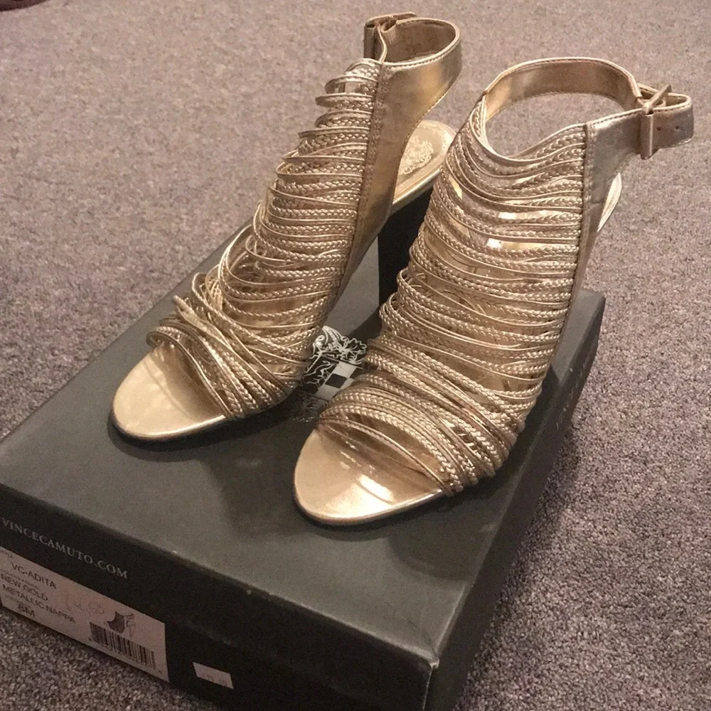 COPY - Sexy strappy gold heels - Picture 1 of 3